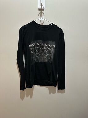 Michael Kors Black Logo Long Sleeve Top